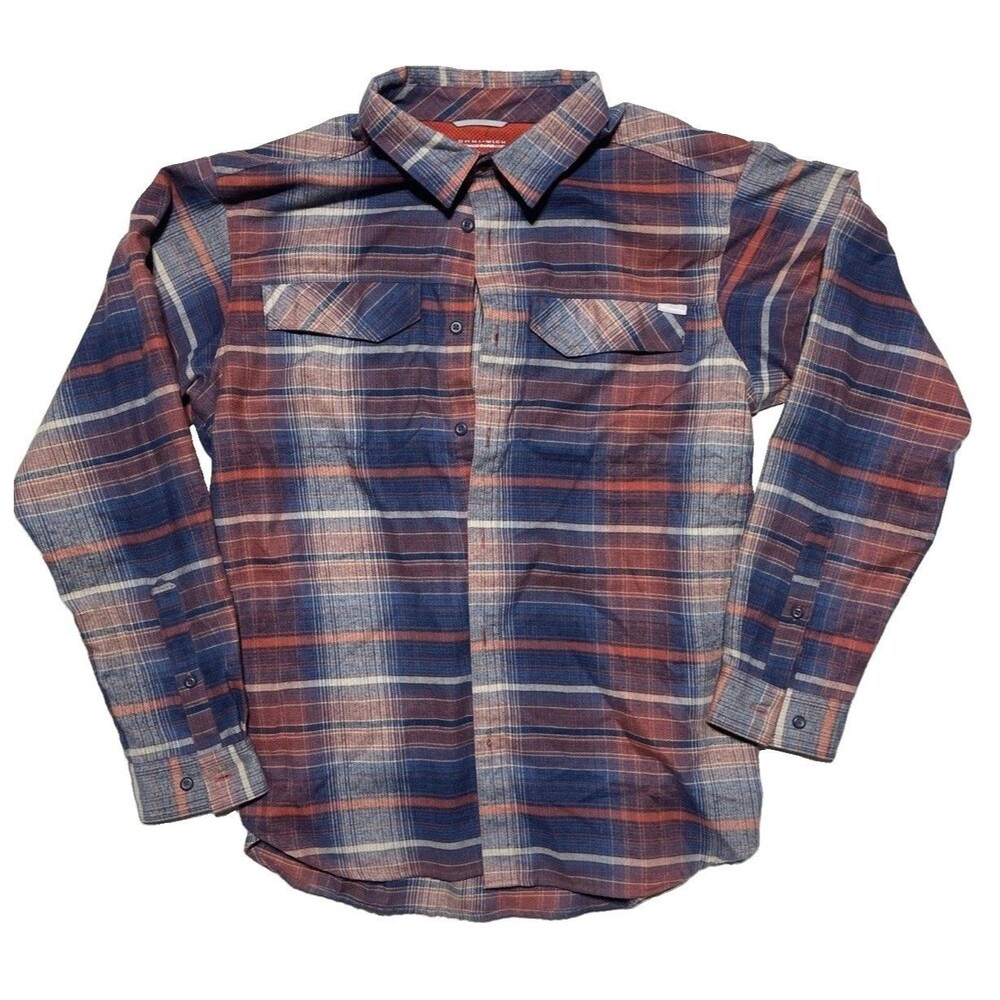 Columbia Omni-Wick Plaid Long Sleeve Button Up Shirt Men’s Large Blue Red
